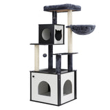 i.Pet Cat Tree Tower Scratching Post Scratcher 144cm Wood Bed Condo House Cabinet PET-CAT-WOOD144-BK