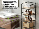 Artiss 2X Floor Standing Corner Shower Caddy 5 Tier Bathroom Organizer Black BSR-A-5T-142HX2