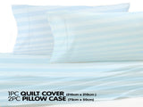 1000 Thread Count Cotton Rich Queen Bed Sheets 4-Piece Set in Striped Sky Blue CVC-10QD-STBU