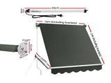 Instahut Motorised Pivot Arm Awning Window Sun Shade 1.5 X 2.1M Grey AWN-B-FIXED-RM-15-GREY