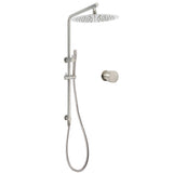 Brushed Nickel Dual Shower Set Sliding Rail Arm 12" Round Head Handheld Hot Cold Control Mixer Valve V1233-S4902BNSS019CBNKSR112NKC1292BN