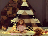 Kids Teepee Tent Black and White Stripe Children Play House for Indoor & Garden V767-XJJ162-BAW-DZ