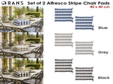 Rans Set of 2 Alfresco Stripe Chair Cushion Pads 40 x 40 cm Black V442-RAN-CHAIRCU-SETOF2STRIPE-BLACK-SQ