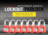 Copper 7 Red Lockout Tagout Locks with 2 Brass Keys Included Compliant Padlock Set V1366-AZ2-W-21745