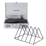 Crosley Cruiser Bluetooth Portable Turntable - Silver Gadhouse Vinyl Rack Bundle - Black V398-CR8005FVRSI4