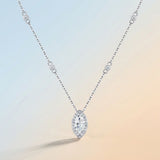 Elevate your everyday elegance with this exquisite 925 Sterling Silver Moissanite Pendant Necklace, V1341-ZY-3BKY52XP-MOISSANITE69MM26PC-PREMIUMS925405CM