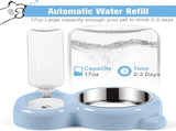 Cat Food and Water Bowl 2 in 1 with Automatic Water Dispenser Light Blue, 500 ml V1237-ZY-818-303
