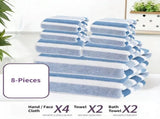 8-Piece Blue Luxury Coral Fleece Towel & Bath Sheet Set - Ultra-Soft High-Density Absorbent Towels V888-ELOSUNG49485