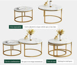 Nesting Coffee Table Faux Marble Small Round Coffee Tables - Black V957-RLX39671015K