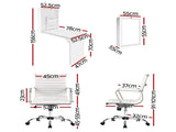 Artiss Computer Desk Office Chair Set PU Leather Wall Mount Foldable Table White DESK-WALL-8147-WH