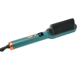 Negative Ion Electric Hair Comb Brush Dual Purpose Hair Straightener Curler Styling Tool GreenUS V1294-YM0901-3113210117714