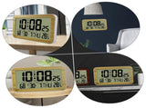 1pc Wood Grain Wall Clock Desk Clock with Temperature and Date Wooden Alarm Clock V1369-AZ3-W-00691