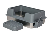Pawz Stainless Steel Cat Litter Box Large Semi-Enclosed Easy Cleaning Pet Toilet PT1400-GY-AU