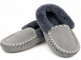 Sheepskin Merino Wool Moccasin Slippers Genuine UGG Slip On - Grey V563-BR-SHEEPMCASINS-GRY-4