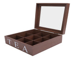 Wooden Tea Storage Organizer with Clear Acrylic Top Window 9 Compartments Eco Friendly Tea Bag V1294-YM0901-3117240213612