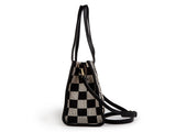 Black and gray color-matched tote bag large capacity, can be carried by hand or cross-body, V1102-HEBB-003
