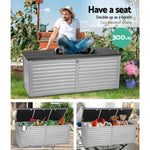 Gardeon Outdoor Storage Box 390L Container Lockable Garden Bench Tools Toy Shed Black OSB-S390-BK