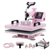 VEVOR Heat Press Machine 15x15 in 8 in 1 with 30oz Tumbler Press T-Shirts Pink V952-YTS30OZ151581P6S3V3