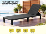 Gardeon Sun Lounge Adjustable Lounger Patio Outdoor Furniture Lightweight Black FF-LOUNGE-PP-RAT-BK