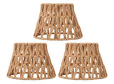 3PCS Faux Rattan Lamp Shades Bohemian Style Paper Braided E14 Bulb Clip On Decorative Lampshade for V1294-YM0901-3119240098711