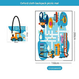 Blue 2-in-1 Oxford Picnic Blanket and Shoulder Bag - Foldable Outdoor Mat with Storage V888-ELOSUNG56192-6