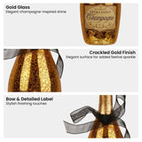 Christabelle Box of 6 Champagne Bottle Christmas Gold Glass Tree Decoration 112_YAN337S6