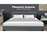 Artiss Bed Frame Queen Size Gas Lift Grey VILA EMERALDPACKAGE-GY-34Q