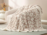 Leopard Print Checkerboard Flannel Throw Blanket - Anti-Pilling Trendy V888-ELOSUNG49405