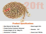 Transport Binder Chain, 3220 kg Working Load Limit, 3/8''x20' G80 Tow Chain Tie Down with Grab V952-ZGTLJZMGDXZYJG017V0