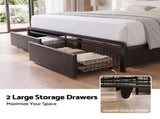 Artiss Queen Bed Frame with Storage Headboard, 2 Drawers, Charging Station& LED Light BFRAME-J-MAXWELL-Q-BK-AB