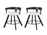 2x Artiss Bar Stools Swivel Kitchen Chairs Metal Legs Bentwood Counter White PU BA-TW-W0100-WHX2