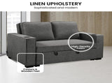Sarantino Hoffman Linen Sofa Bed with Cushions and Cup Holders Dark Grey SOFA-YGG-7004-LNN-DGY