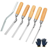 5Pcs Steel Pointing Trowel, Ergonomic Solid Wood Grips, Dual Semicircular Polished Heads, for Tile V1369-AZ3-W-12298
