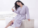 Purple L size Women's Cotton Robe Autumn/Winter Bathrobe & Morning Gown Long Sleeve, Mid-Length, V888-ELOSUNG50046