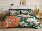 Teal Terracotta Dahlia Bloom Comforter Quilted Doona Set V745-AB011142AJ3
