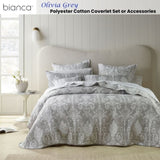 Bianca Olivia Grey Polyester Cotton Jacquard Coverlet Set Super King V442-BCA-COVERLETS-OLIVIA-GREY-SK