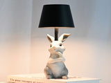 Grey Bunny Black Lampshade Adorable Rabbit Resin Table Lamp - 3-Color LED, USB Rechargeable, Touch V888-ELOSUNG21688