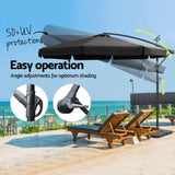 Instahut 3m Outdoor Umbrella w/Base Cantilever Garden Beach Patio Black UMB-BAN-F-50N-COM-BK
