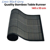 Louis Bamboo Table Runner Black Grey 140 x 33cm V442-JTC-TABLER-BAMBOOAJ06-BLACK-RE
