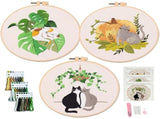 Cat Embroidery Kits for Beginners, Embroidery Kits for Adults, Easy Embroidery Kit V1192-AZ-W-25902