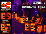3 Pack Lighted Halloween Pumpkin Gift Boxes, 60 LED Battery Operated Jack O Lantern Decorations with V1107-130-71574