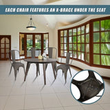 4x Kitchen Dining Chairs Stackable Vintage Metal Chair Backrest Side Chair V63-841671