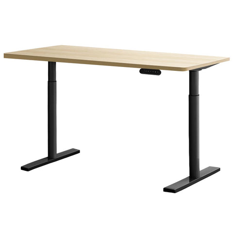 Artiss Standing Desk Motorised Electric Dual Motor White Oak 140CM HASD-B-M10-BKDF-NTDB-140