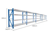 Centurion Standard 4 Bay Heavy-Duty All Steel Shelving 2.4m 1600kg Rack LS-099-4