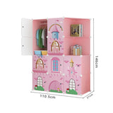 SOGA 10 Cubes Pink Castle Print Portable Wardrobe Divide-Grid Modular Storage Organiser Foldable WROBE3526