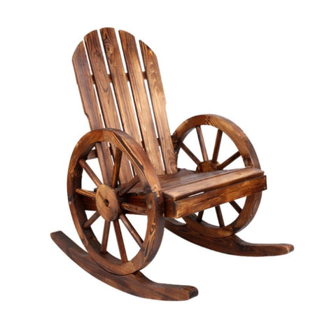 Gardeon Wagon Wheels Rocking Chair - Brown ODF-WAGON-ROCK-CC