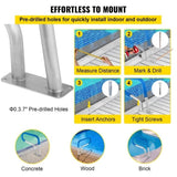 Pool Rail 30x22 Pool Railing 304 Stainless Steel 250LBS Load Capacity Silver Rustproof Pool Handrail V952-BXGYCFS3W30X22YC1V0