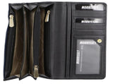 Morrissey Italian Structured Leather Flap Over Ladies Wallet - Black V563-MO-3034-BLK