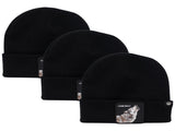 3x Goorin Lone Wolf Man Beanie Hat Warm Winter Ski Animal Series - Black V563-107-0120-BLK-3X