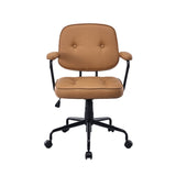 Louise Black Frame Faux Leather Home Office Chair in Brown V369-HC-0025-BLACK-FRAME